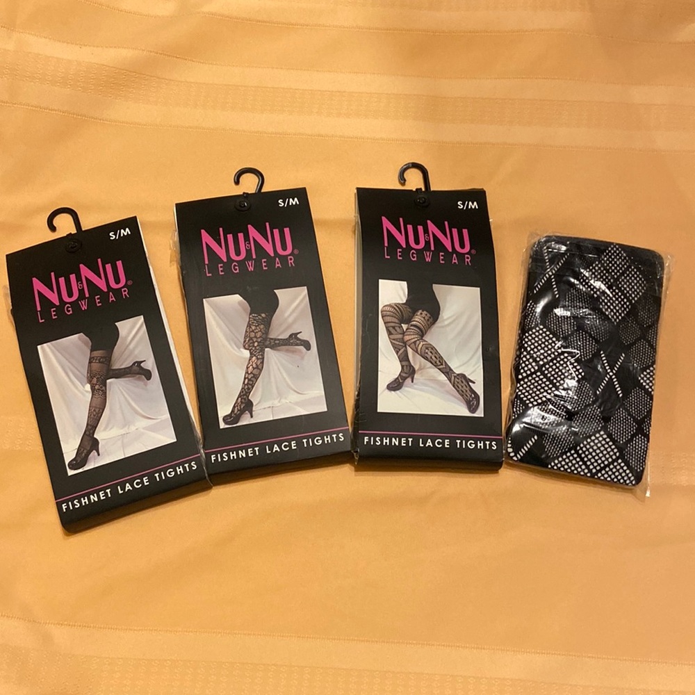 4 Pair for One Great Price! Nu&Nu Ladies Legwear Fishnet Lace Tights